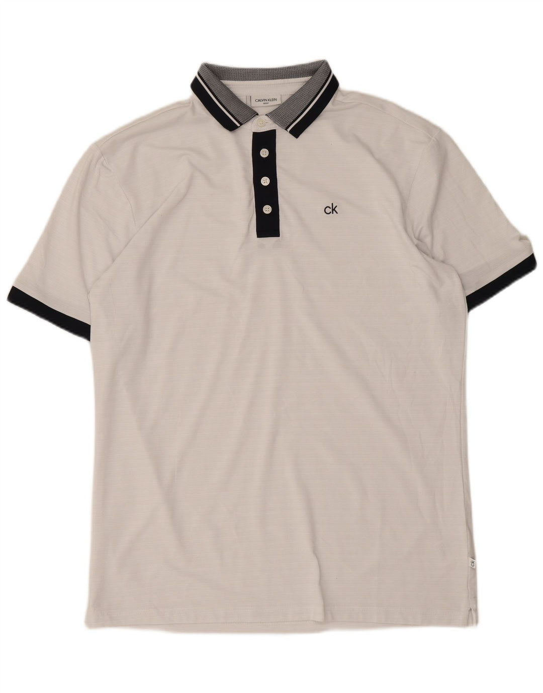 Calvin Klein Herre Golf Polo Shirt Medium White Colourblock Polyester