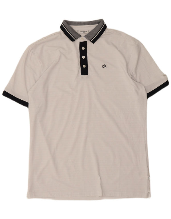 Calvin Klein Herre Golf Polo Shirt Medium White Colourblock Polyester