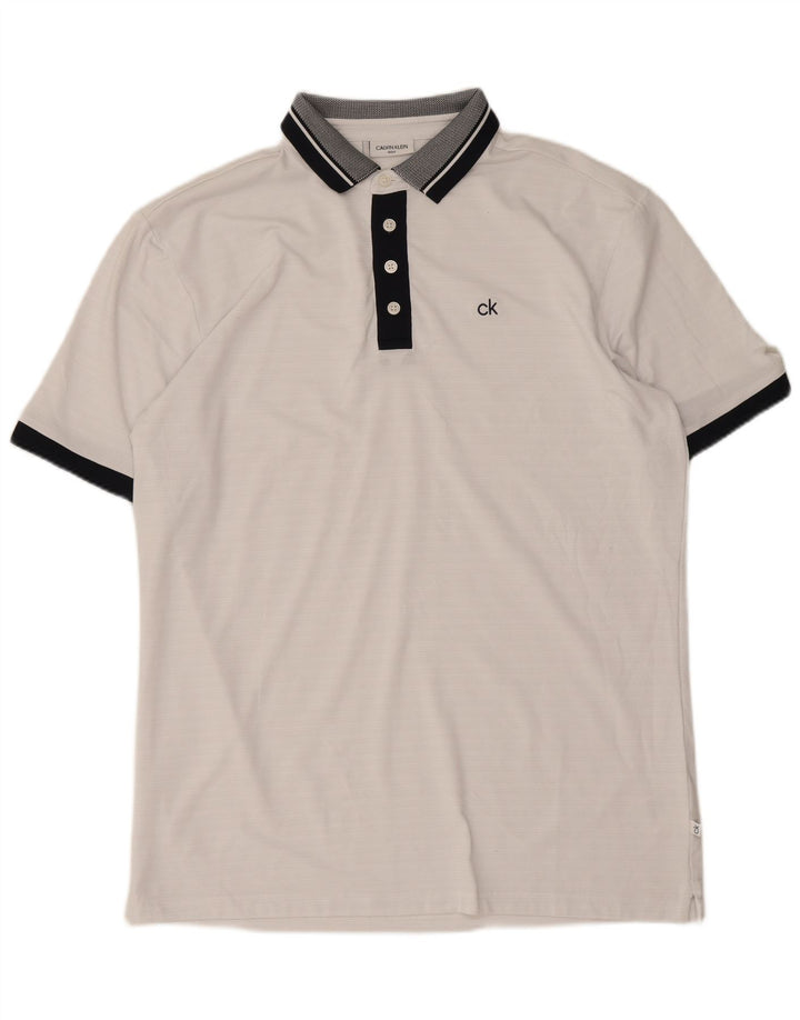 Calvin Klein Herre Golf Polo Shirt Medium White Colourblock Polyester
