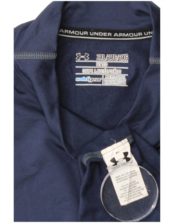 Under Armour Herre Cold Gear Top Langærmet 2XL Navy Blue Polyester