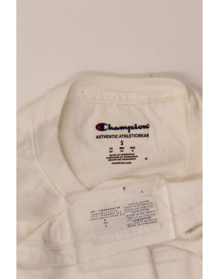 CHAMPION Mens Graphic T-Shirt Top Small White Cotton Vintage Champion and Second-Hand Champion from Messina Hembry 