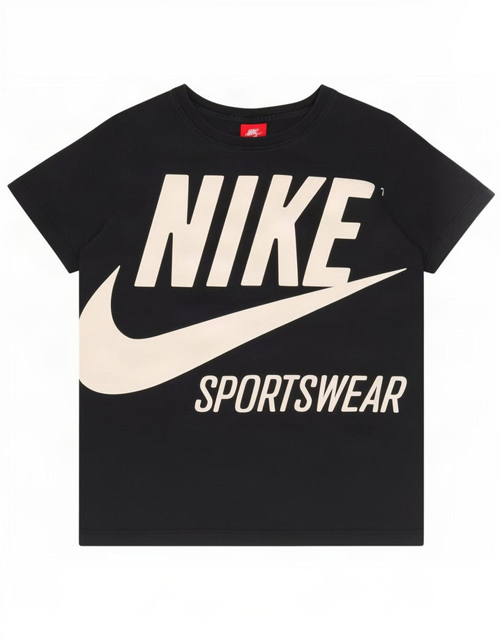 Nike grafisk T-shirt top til kvinder UK 14 Medium Sort