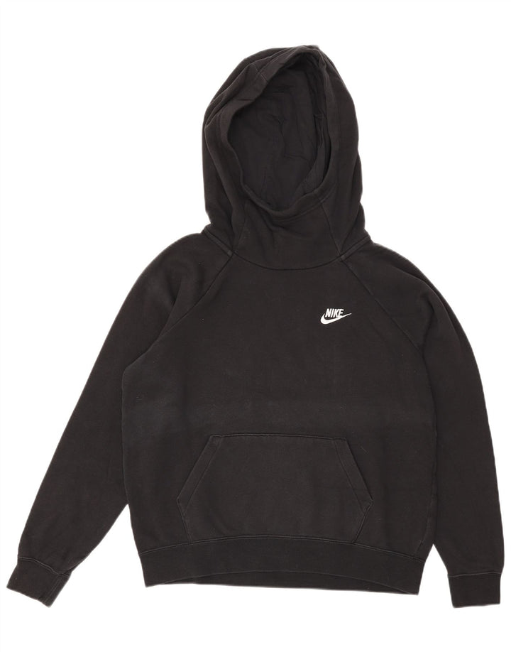 Nike Dame Oversized Hoodie Jumper UK 14 Medium Sort Bomuld