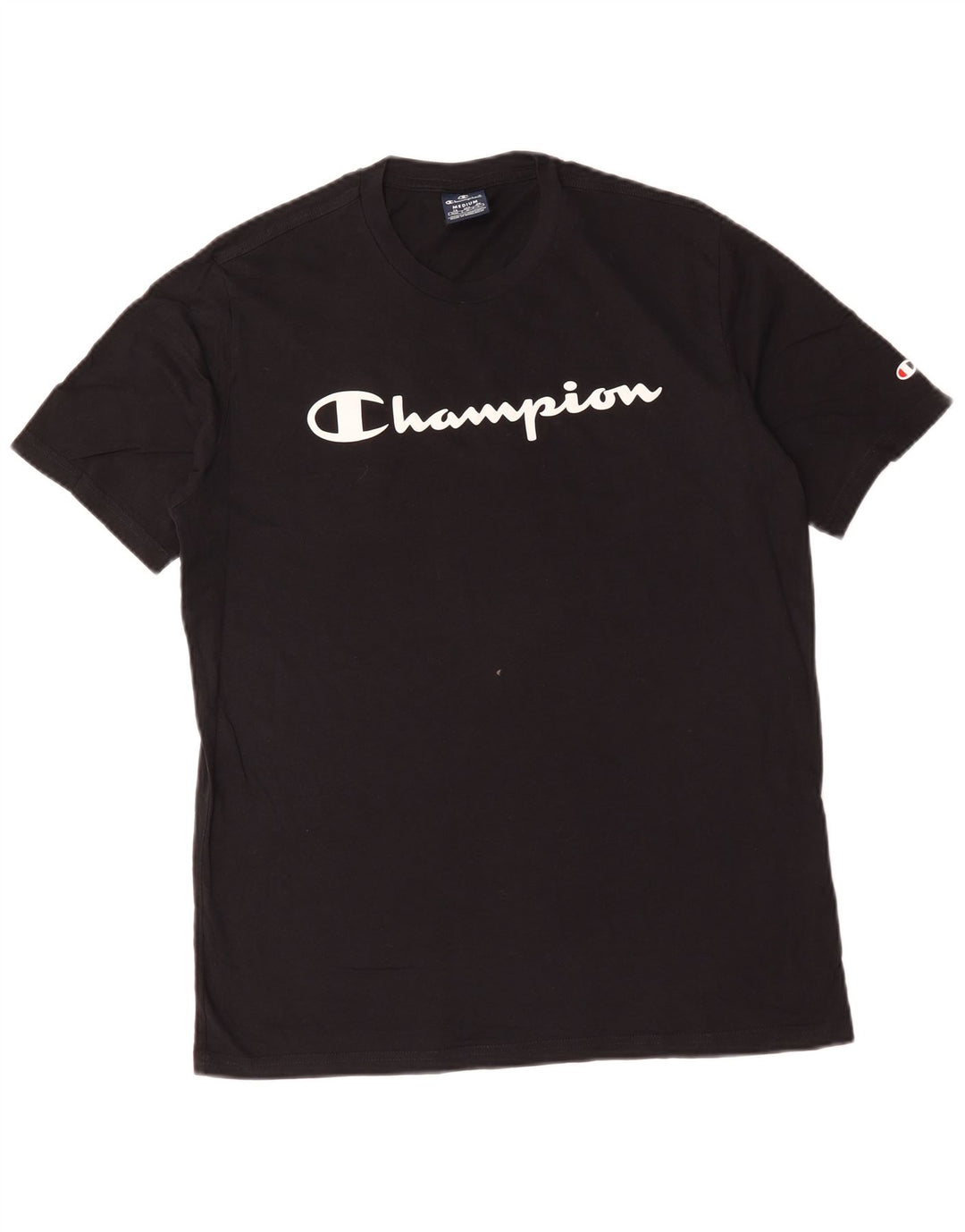 Champion Herre Grafisk T-Shirt Top Medium Sort Bomuld