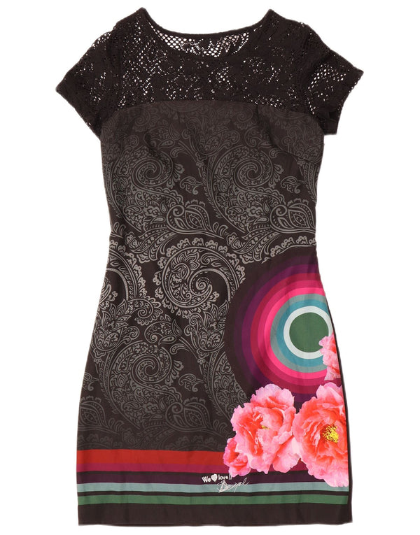 Desigual Kvinders Grafisk Skede Kjole EU 38 Medium Black Floral