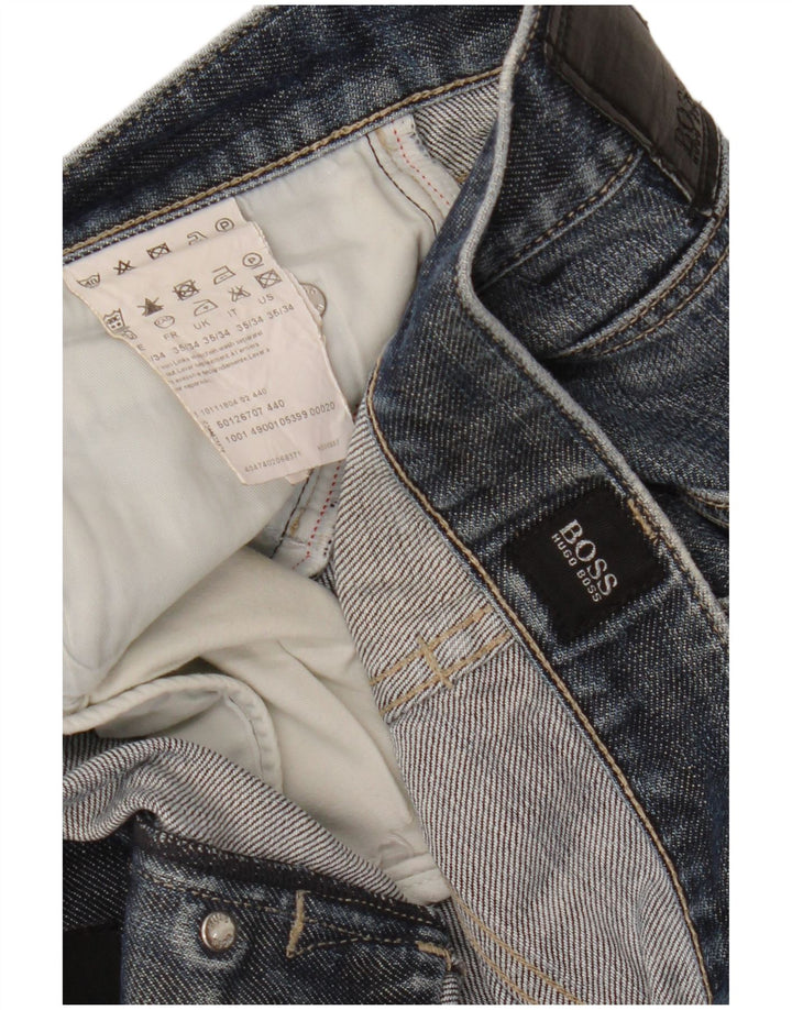 Hugo Boss Straight Jeans til mænd W35 L34 Blå Bomuld