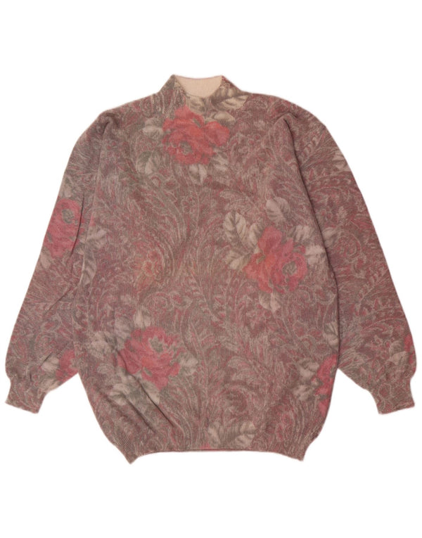 Vintage Dame Turtle Neck Jumper Sweater UK 12 Medium Multicolored Retro