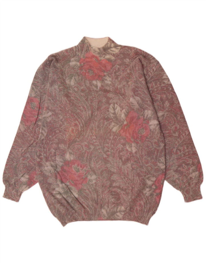 Vintage Dame Turtle Neck Jumper Sweater UK 12 Medium Multicolored Retro