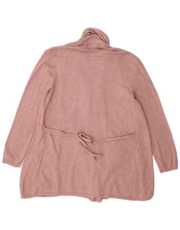 Zara Womens Longline Open Cardigan Sweater UK 10 Small Pink Viscose