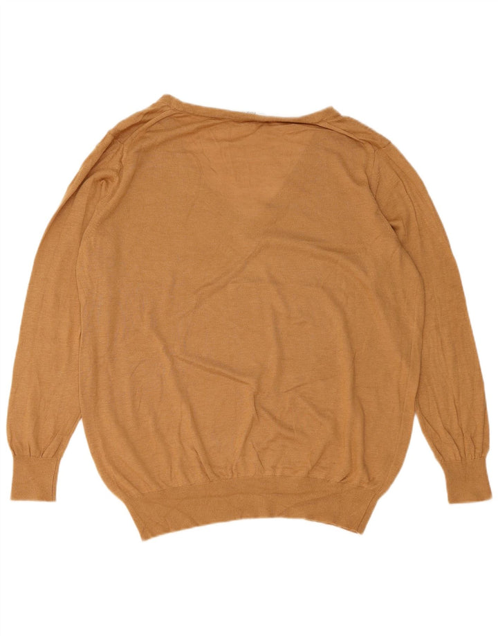 Zara Dame Oversized V-hals sweater UK 14 Medium Brun