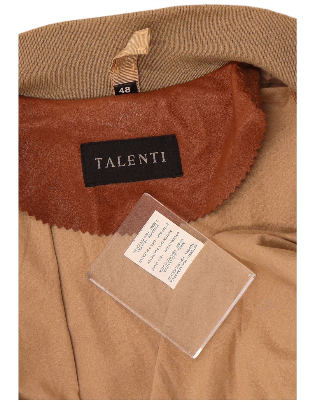 Talenti Herre Læderjakke IT 48 Medium Brun Colourblock Læder