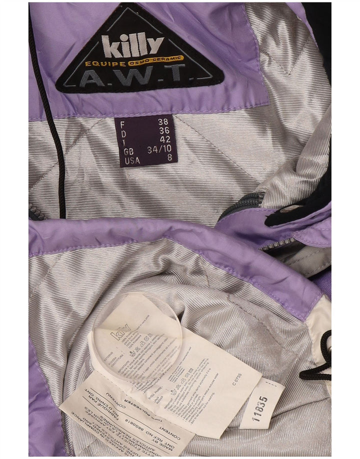 Killy Dame Hætte Skijakke UK 10 Lille Lilla Colourblock Polyester