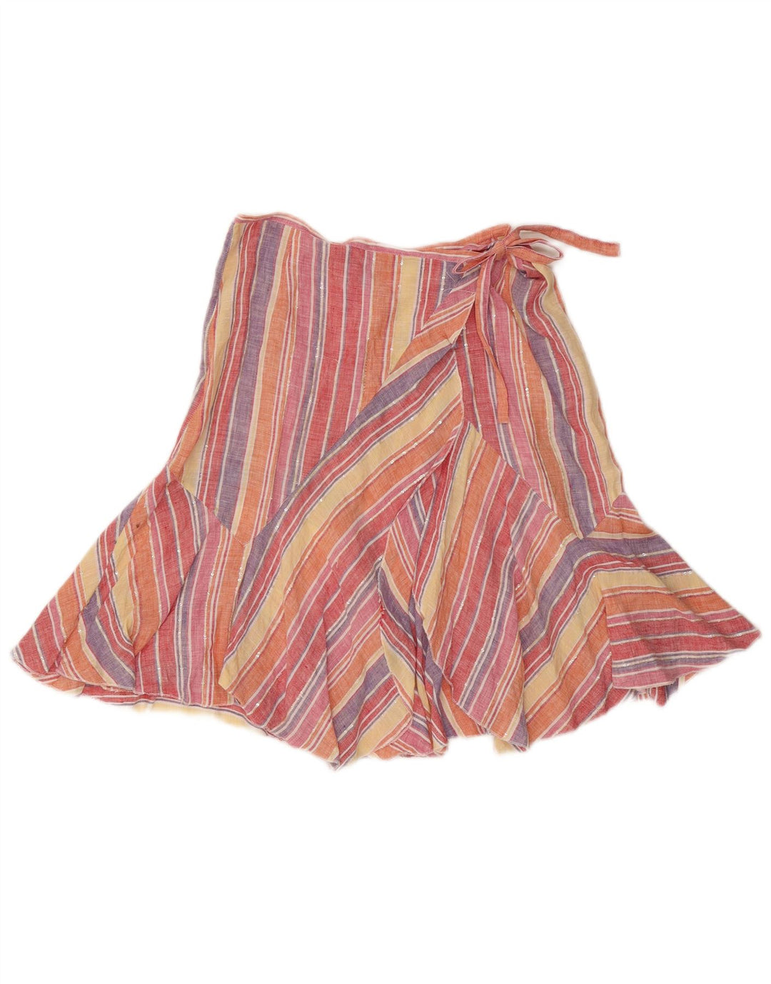 Max Mara Wrap-nederdel til kvinder UK 10 Small W27 Flerfarvet stribet linned