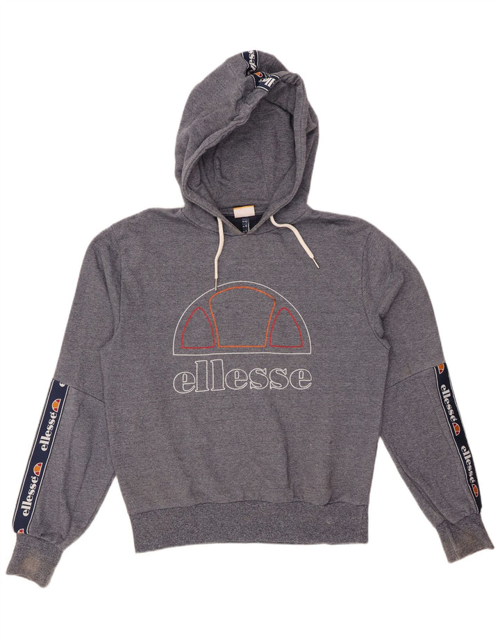 ELLESSE Grafisk hættetrøje til kvinder UK 14 Large Navy Blue Colourblock