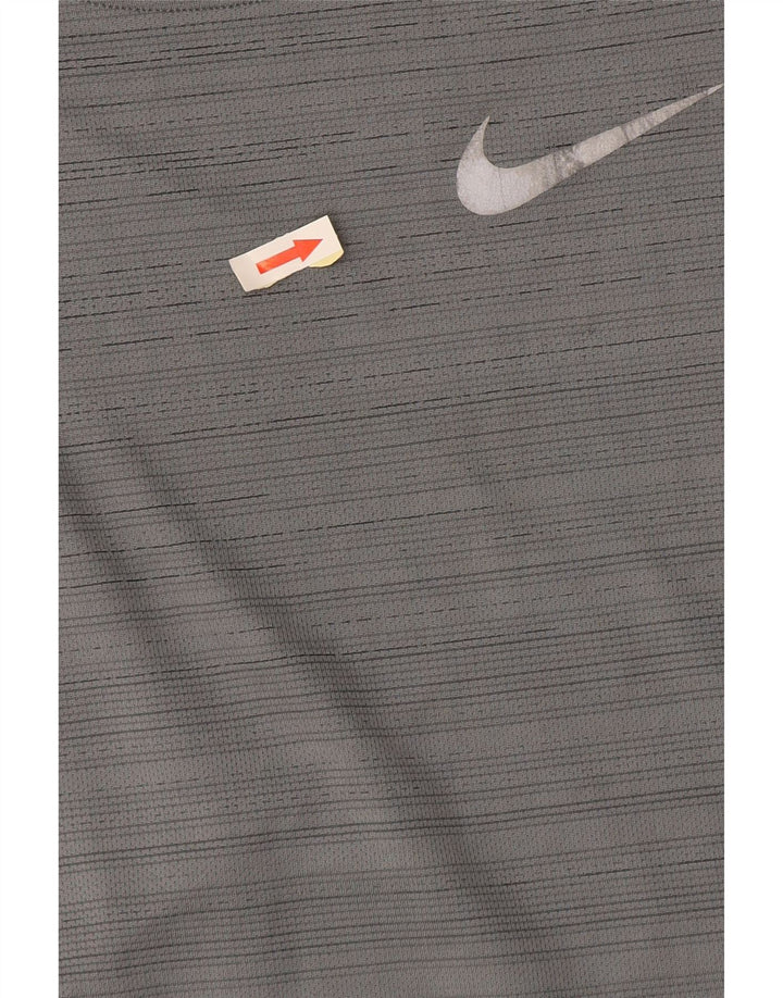 Nike herre Dri Fit T-shirt top mellemgrå stribet polyester
