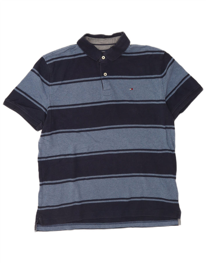 Tommy Hilfiger herre poloshirt Medium marineblå stribet bomuld