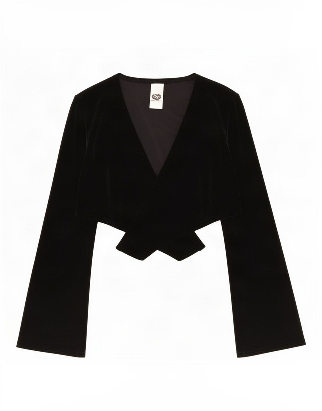 Vintage dame velour Bolero Top UK 10 Lille sort polyester