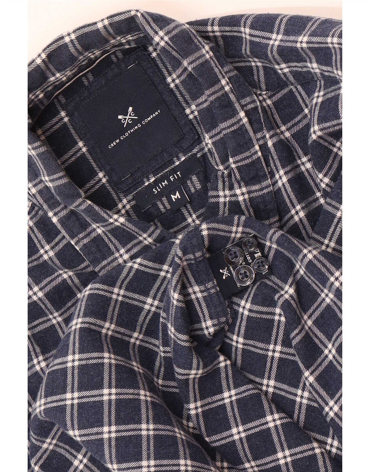 Besætningstøj Herre Slim Fit Flanellskjorte Medium Navyblå Ternet bomuld