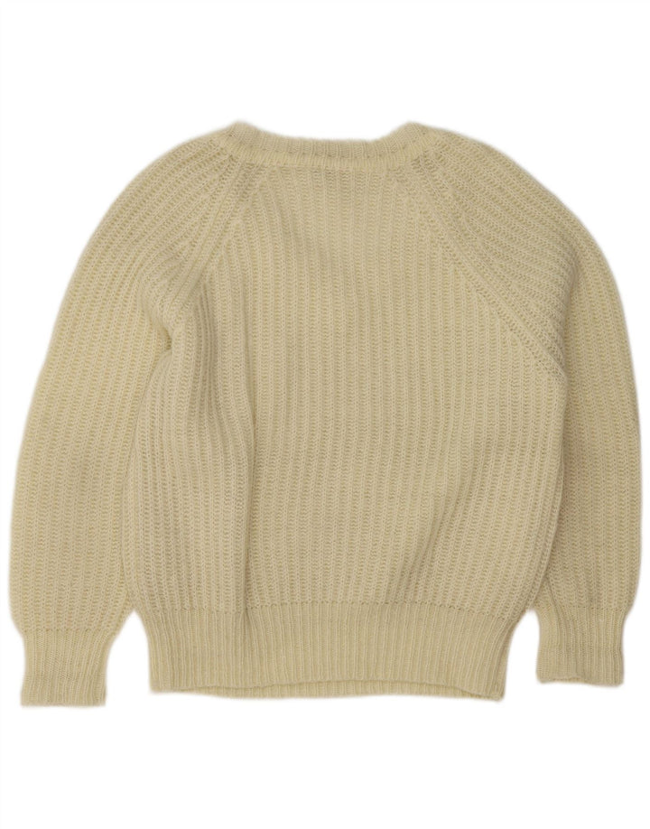 Vintage Dame V-hals sweater EU 38 Medium Off White Akryl