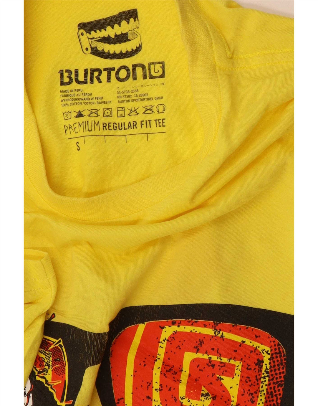 Burton Herre grafisk T-shirt top lille gul bomuld
