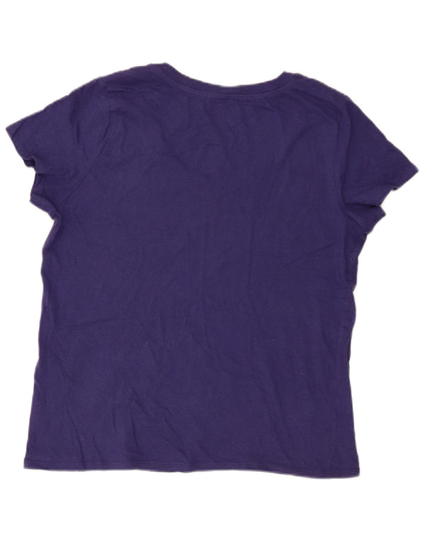 Nautica Dame T-Shirt Top UK 14 Medium Navy Blue Bomuld