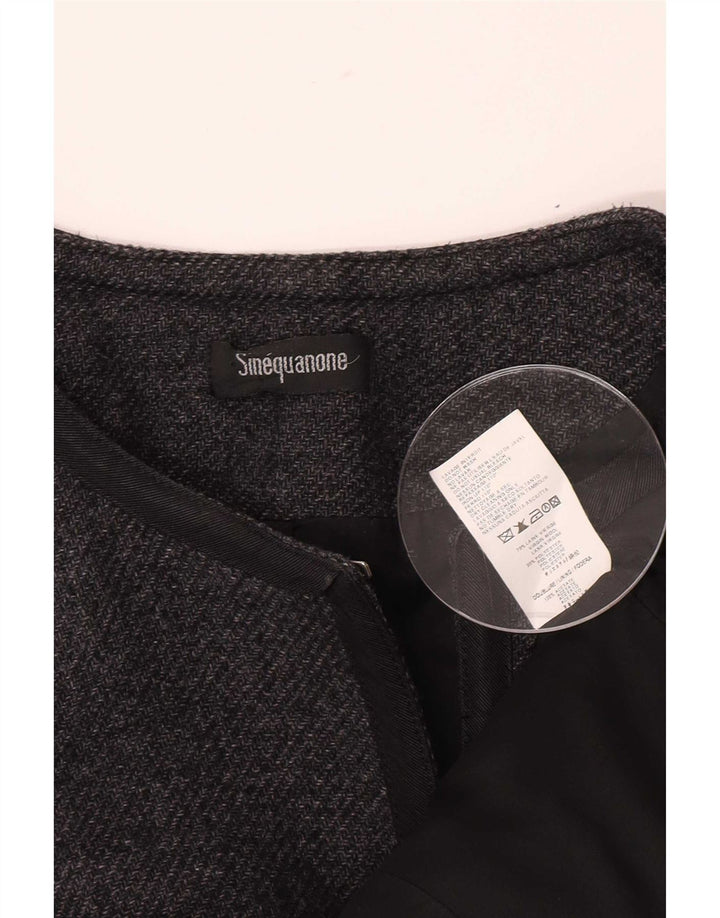 Sinequanone Womens Open Overcoat EU 40 Medium Grey Virgin Wool
