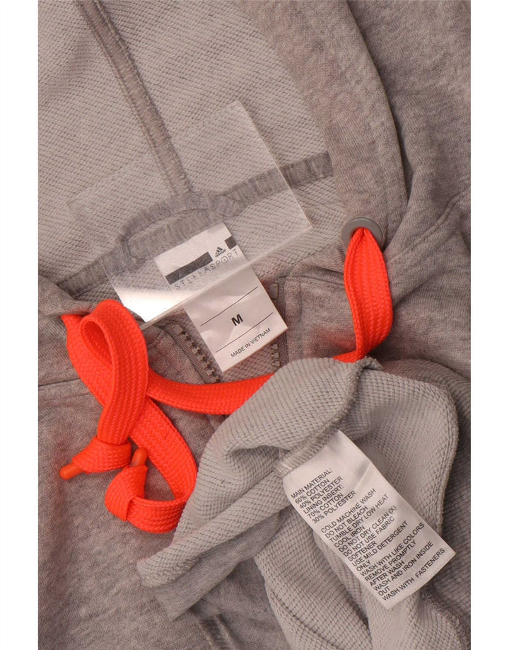 Adidas Dame Oversized Graphic Crop Zip Hættetrøje Sweater UK 14 Medium Grey