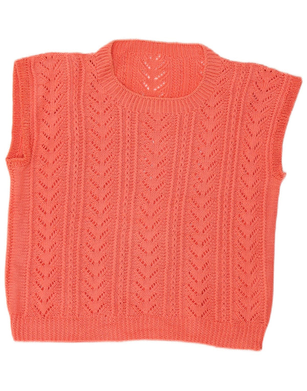 VINTAGE Dame Vest Tank Top UK 12 Medium Pink