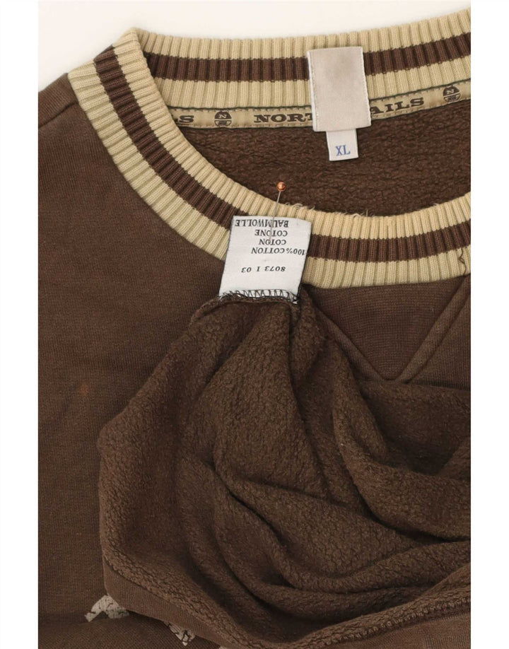 North Sails Herre Grafisk Sweatshirt Jumper XL Brun Colourblock Bomuld