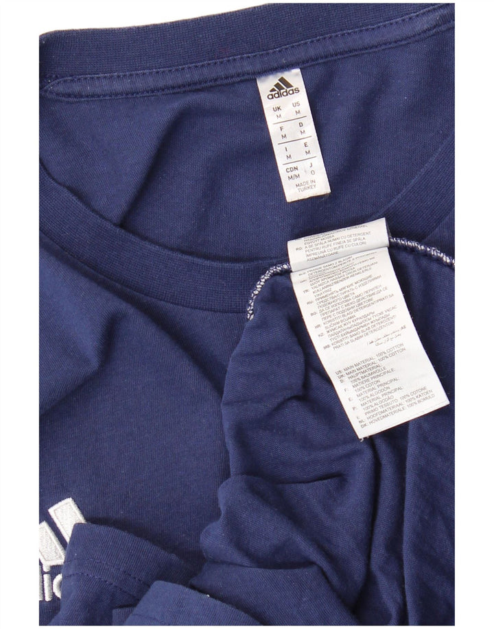 ADIDAS Herre T-Shirt Top Medium Marineblå Bomuld