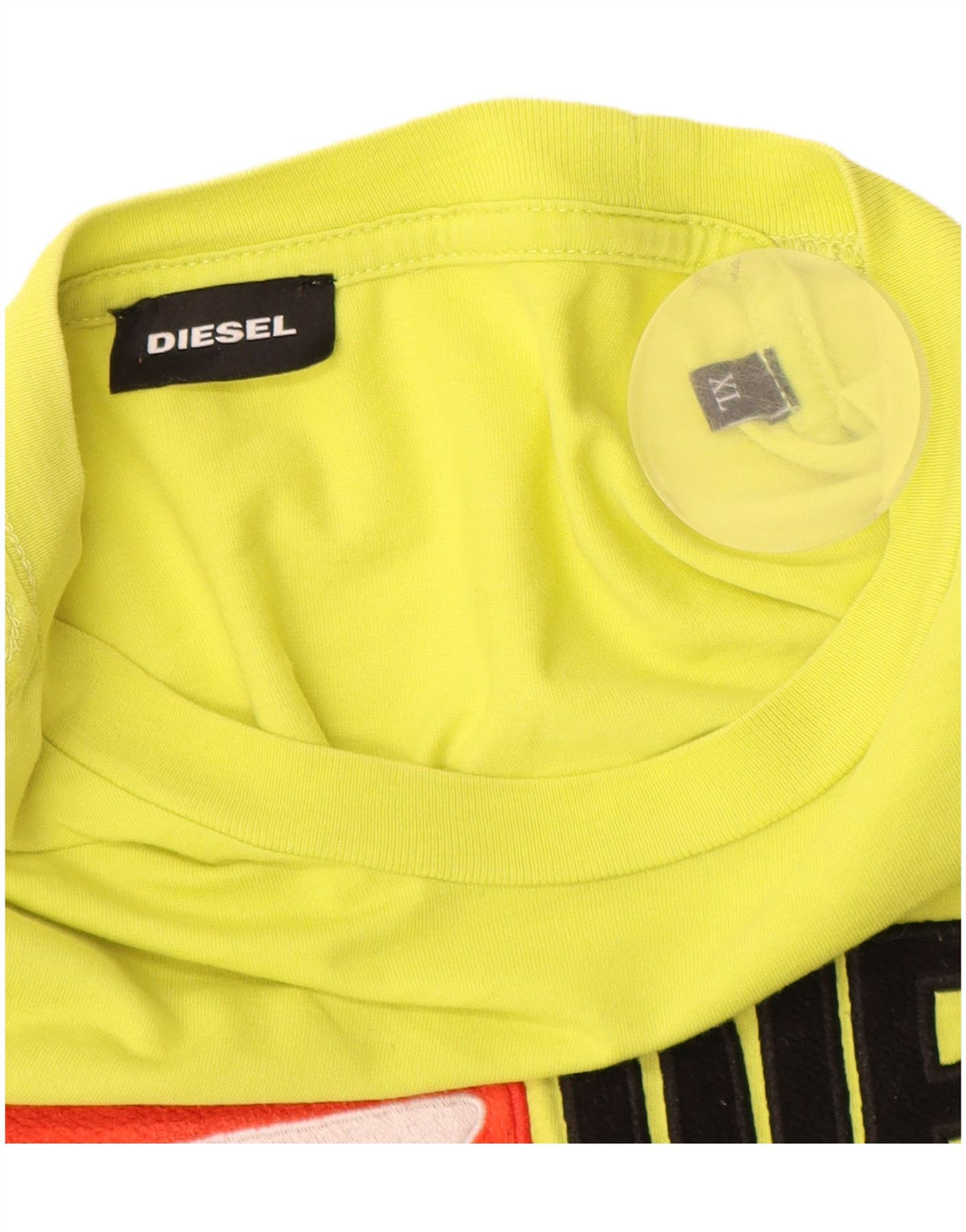 Diesel Herre Grafisk T-Shirt Top XL Gul Bomuld