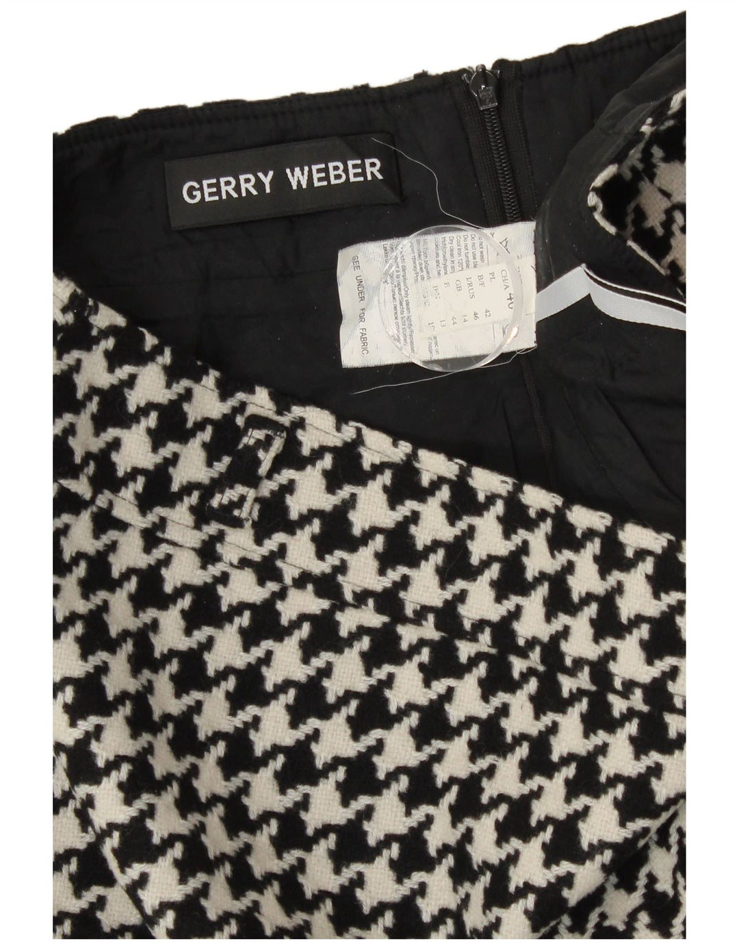 Gerry Weber kvinders blyantnederdel UK 14 Large W30 Black Houndstooth Wool