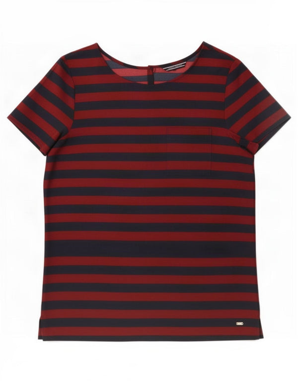Tommy Hilfiger Damebluse Top US 8 Medium Rød Stribet Polyester