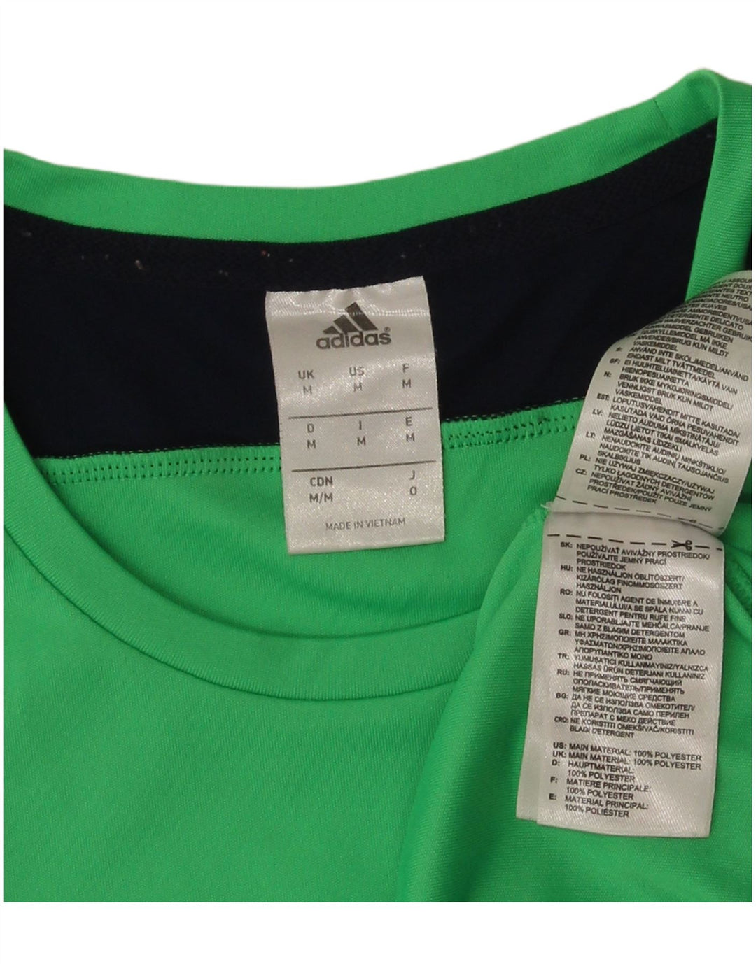 Adidas Herre T-Shirt Top Medium Grøn Colourblock Polyester