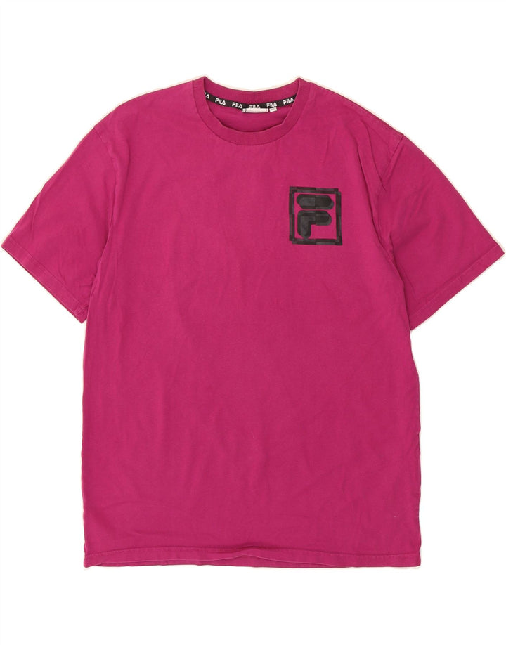 FILA Mens Graphic T-Shirt Top Medium Pink Cotton Vintage Fila and Second-Hand Fila from Messina Hembry 
