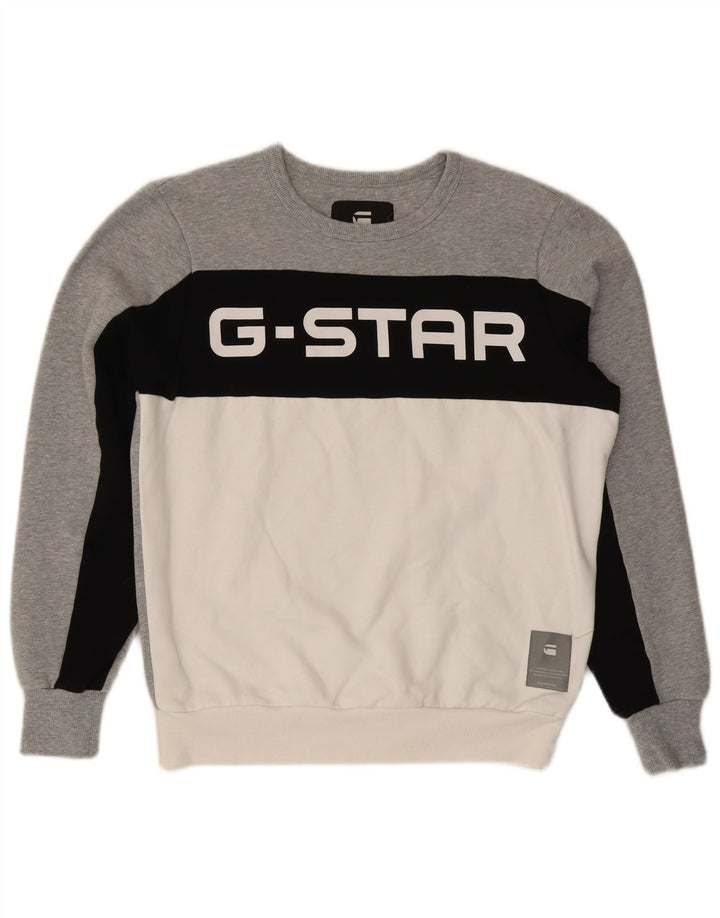 G-STAR Grafisk sweatshirt til mænd mellemgrå farveblok polyester