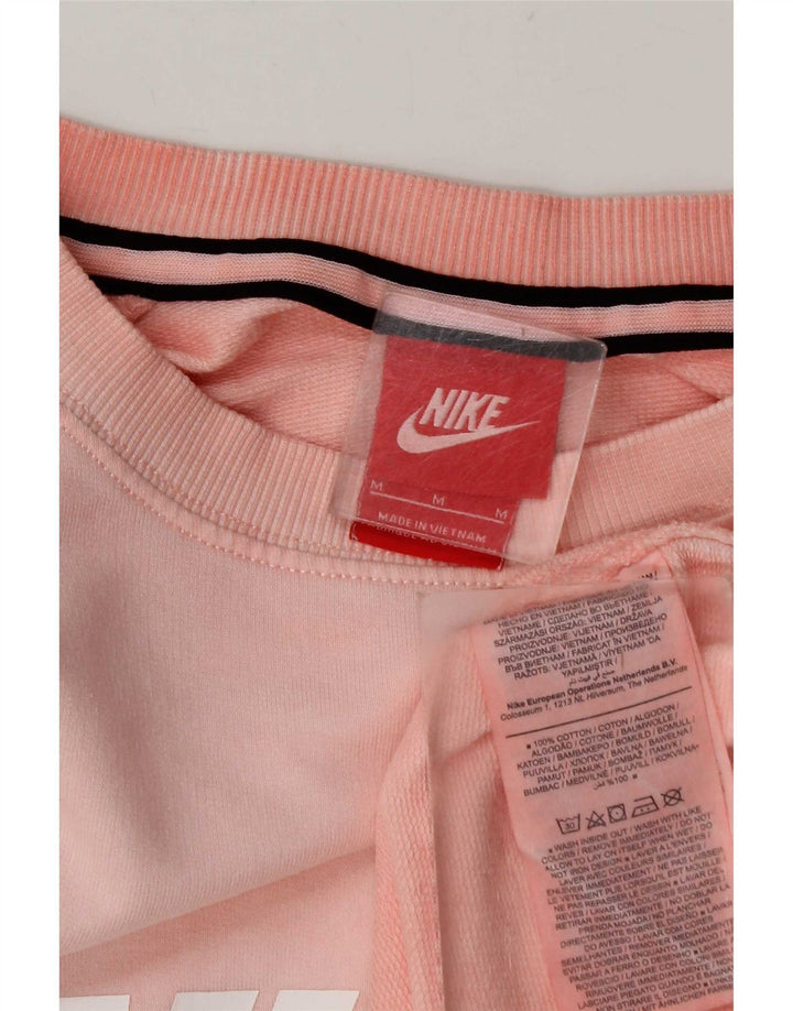 Nike Dame Grafisk Sweatshirt Jumper UK 14 Medium Pink Bomuld