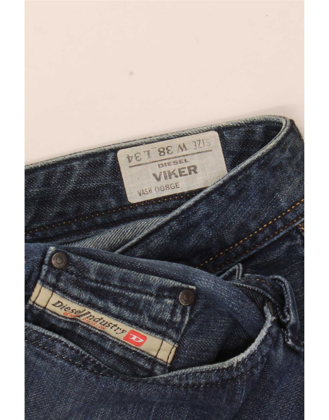 Diesel Herre Viker Straight Jeans W38 L34 Blå Bomuld
