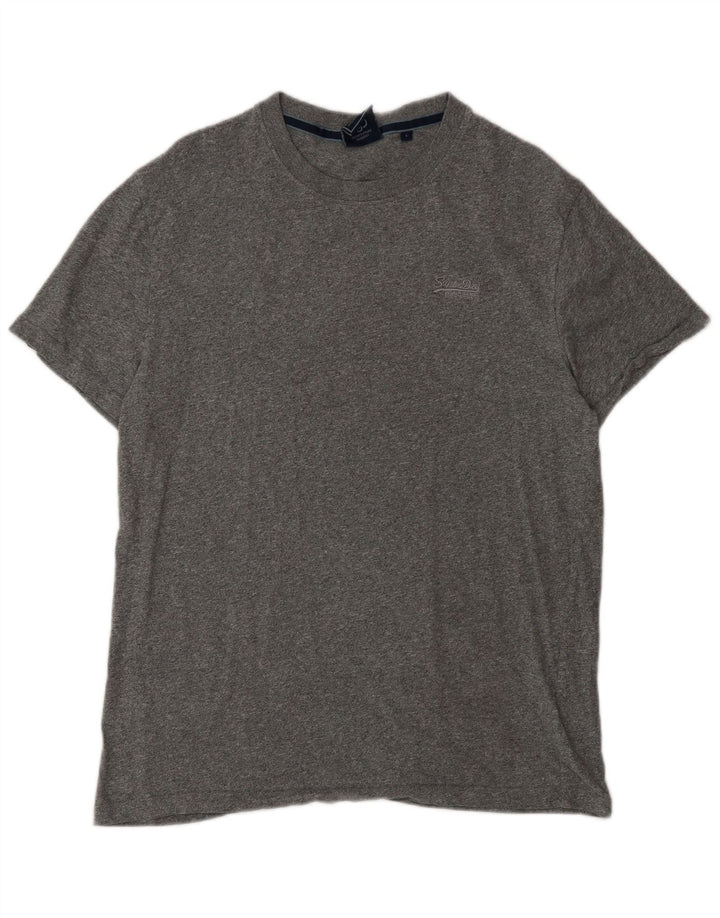 Superdry T-shirt top til mænd, stor grå flækket bomuld