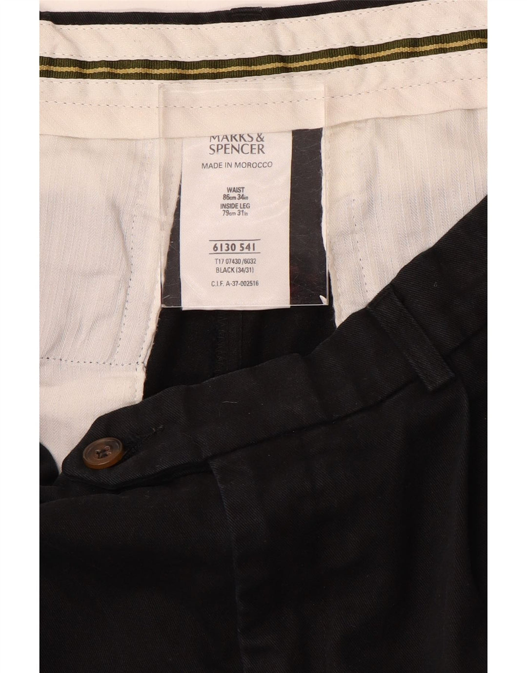 Marks & Spencer Herre Pegged Suit Bukser W34 L31 Sort Bomuld
