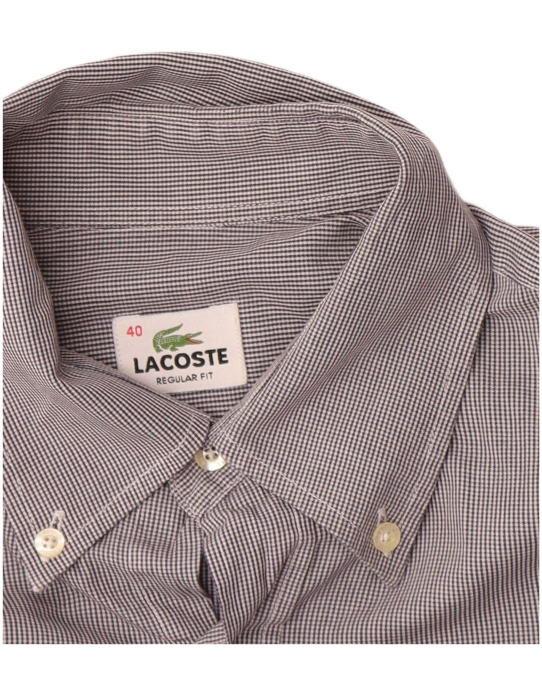 Lacoste Herre Regular Fit skjorte str. 40 Mellemgrå nålestribet bomuld