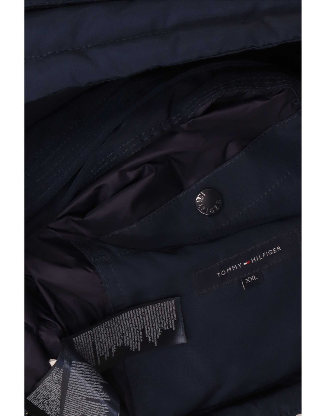 Tommy Hilfiger Herre hættepolstret jakke UK 44 2XL Navy Blue Polyester