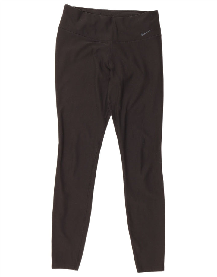 NIKE Dame Dri Fit Leggings UK 14 Medium Sort Polyester