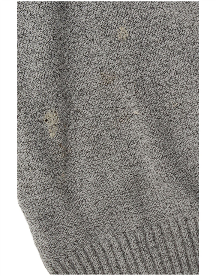 Vintage Herre Polo Neck Jumper Sweater Medium Grå Geometrisk