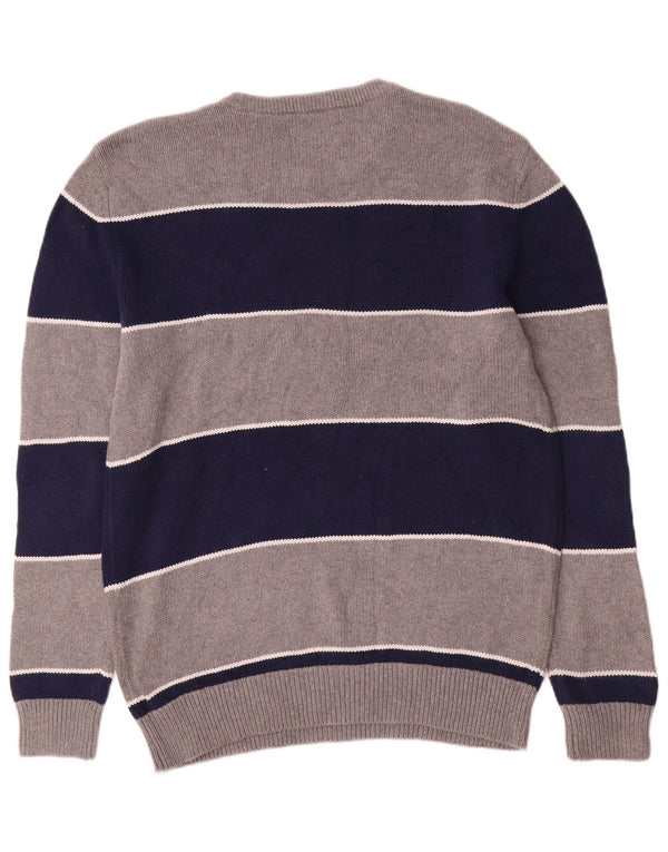 Chaps Herre Crew Neck Jumper Sweater lille grå stribet bomuld
