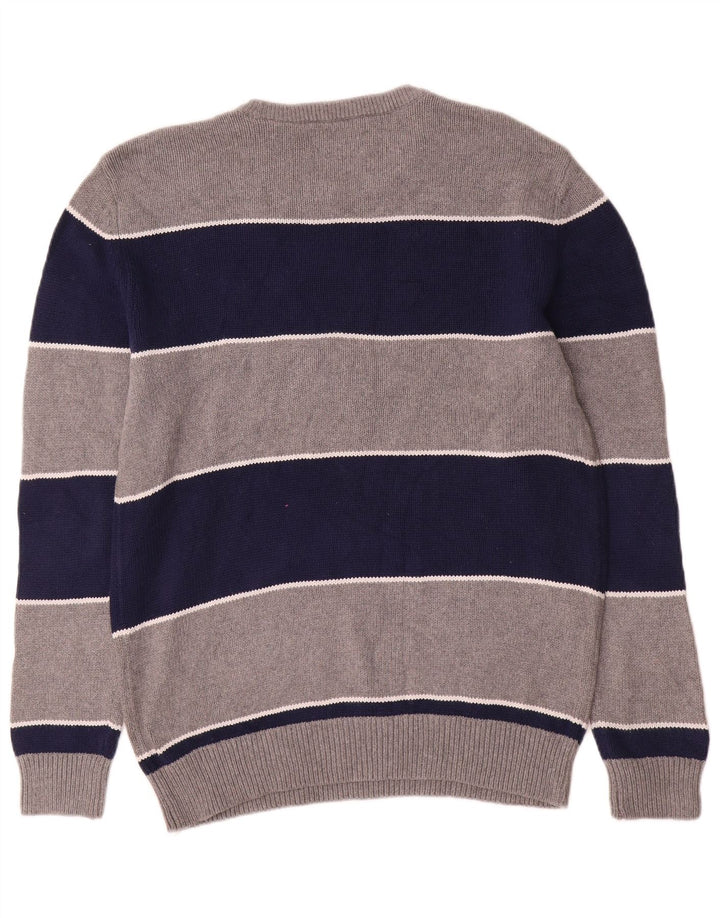 Chaps Herre Crew Neck Jumper Sweater lille grå stribet bomuld
