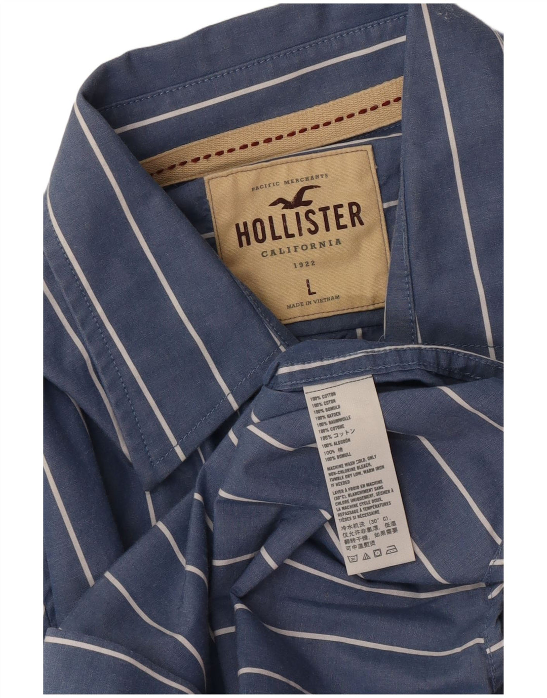 Hollister herreskjorte stor blå stribet bomuld