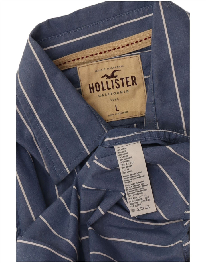 Hollister herreskjorte stor blå stribet bomuld
