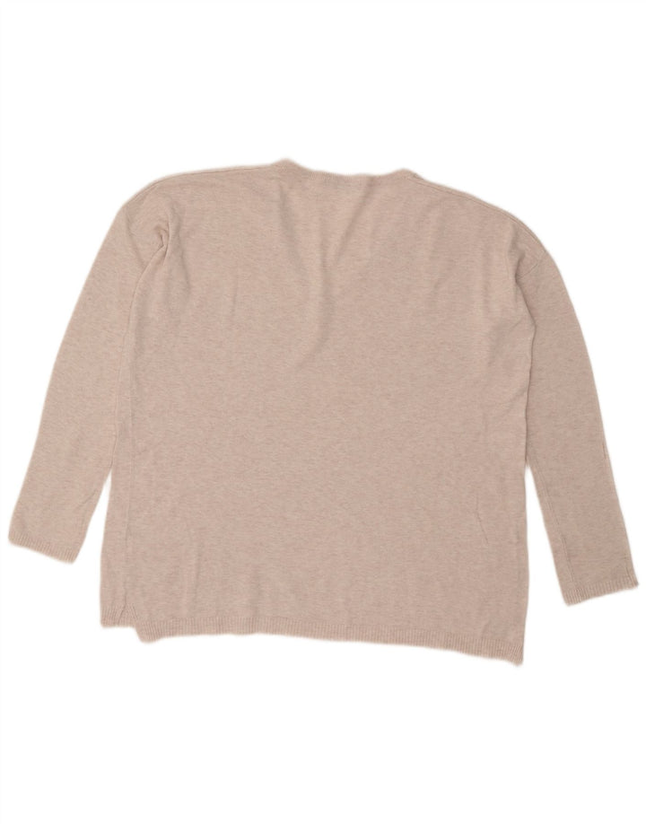 Zara Dame Oversized V-hals sweater UK 14 Medium Beige