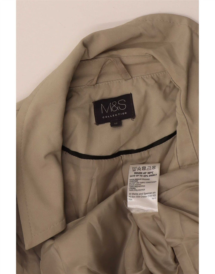 Marks & Spencer Womens Short Trench Coat UK 12 Medium Beige Polyester